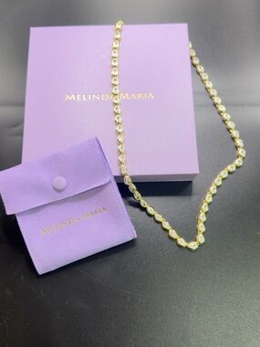 MELINDA MARIA SHE’s A BOSS TENNIS NECKLACE 4mm 18k GOLD PLATED 21.5” Coquette